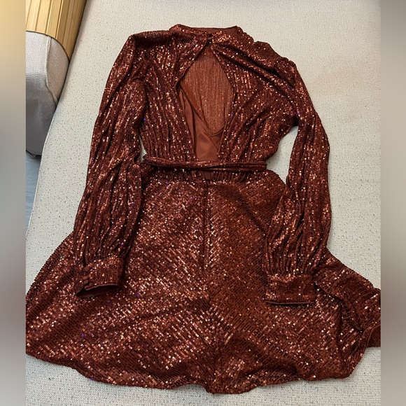 sequined rusty red cowl neck from asos worn only once. Perfect for holidays - Picture 3 of 3